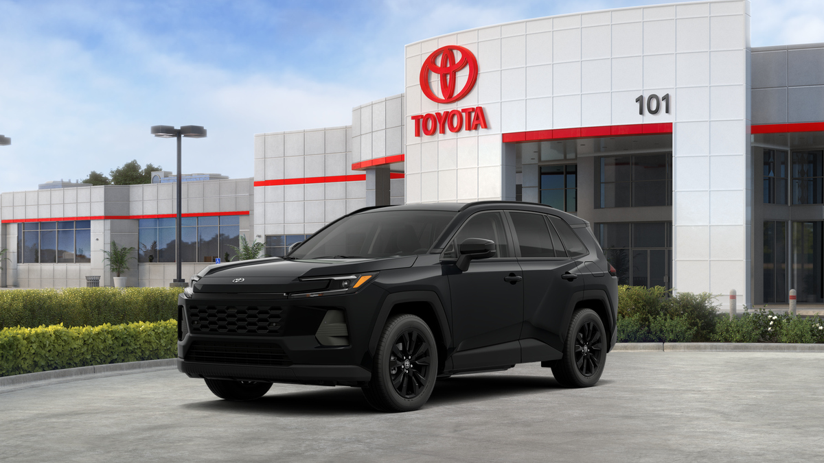 2026 Toyota RAV4 XLE Premium in Midnight Black Metallic — front three-quarter view