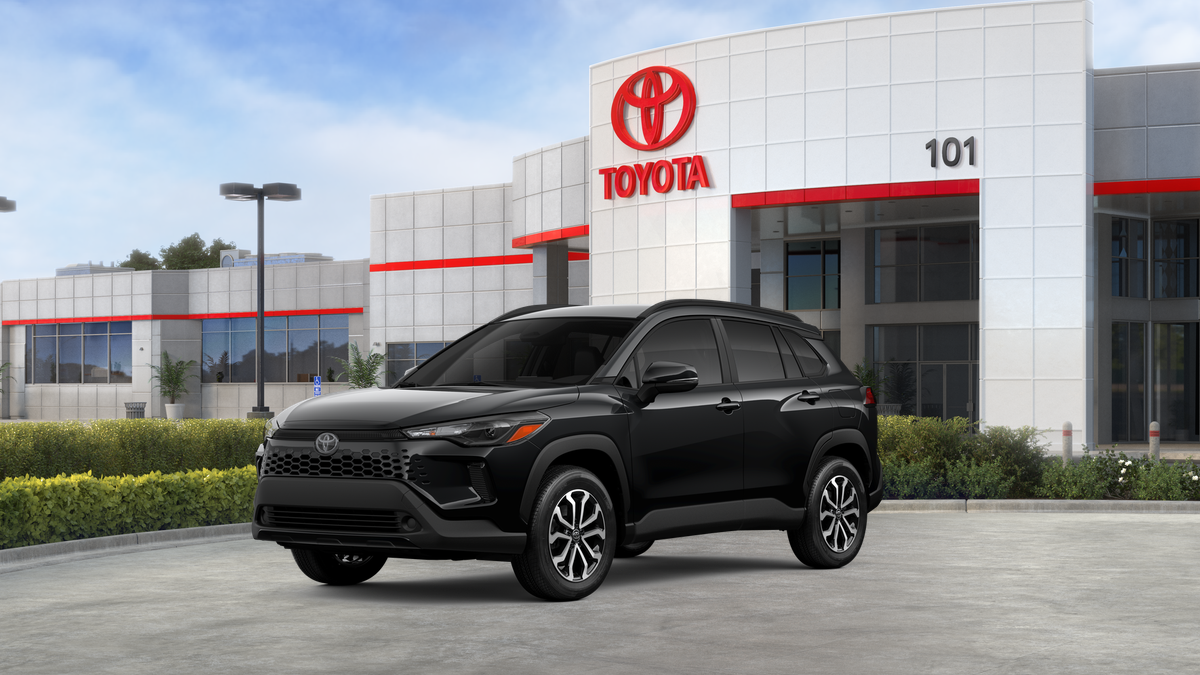 2026 Toyota Corolla Cross Hybrid SE in Jet Black — front three-quarter view